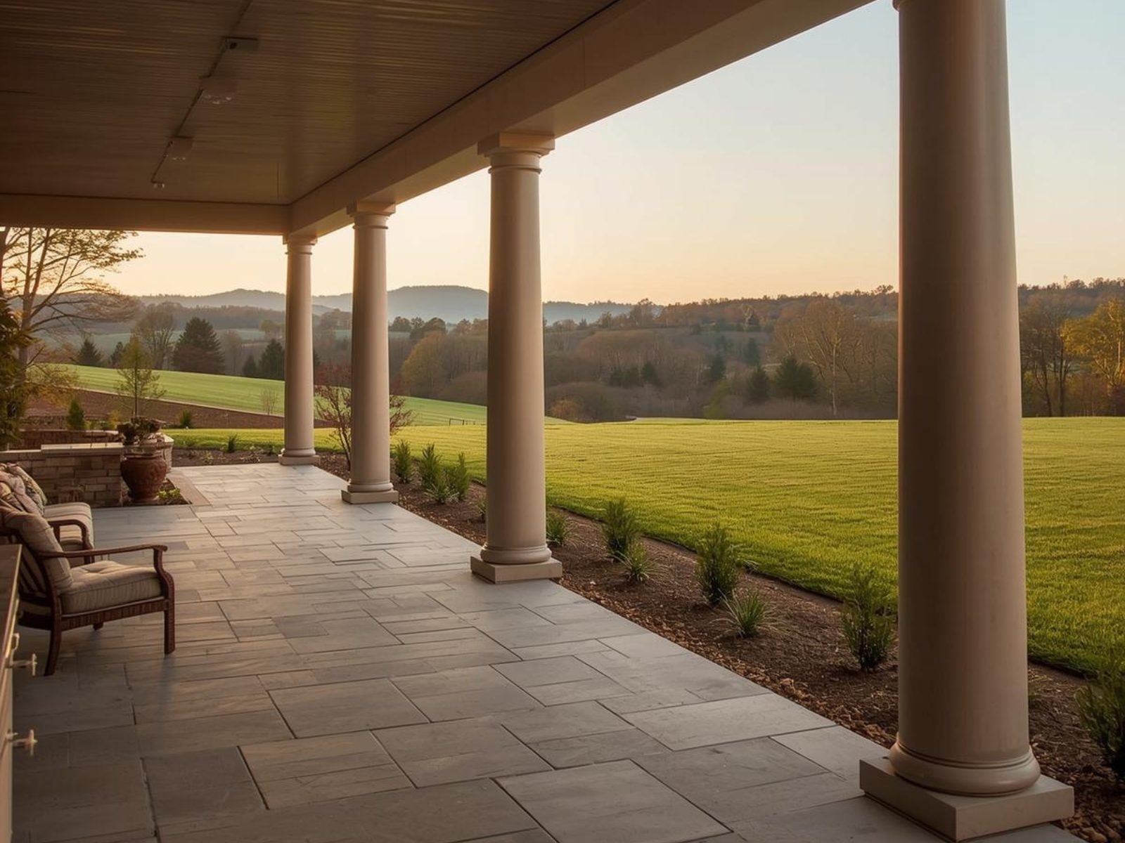 Backyard of an Arrington Tennessee home with open space and landscaped outdoor area
